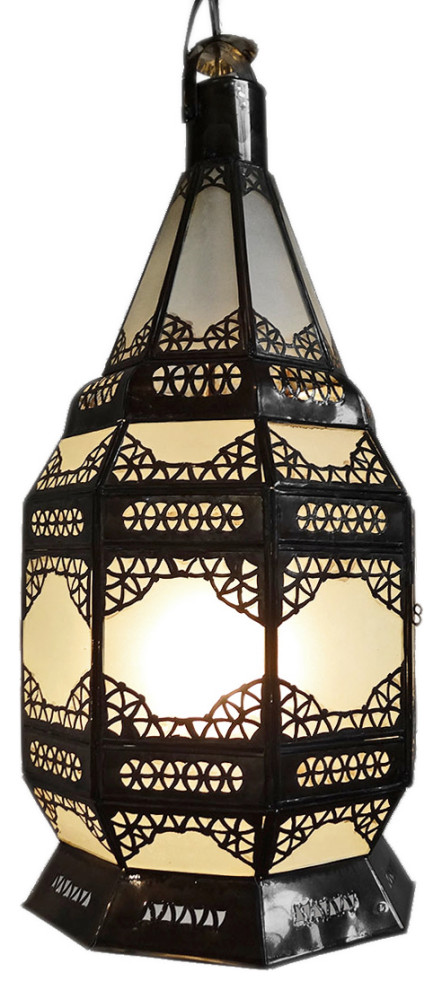 Metal Work & Frosted Glass Hanging Lantern
