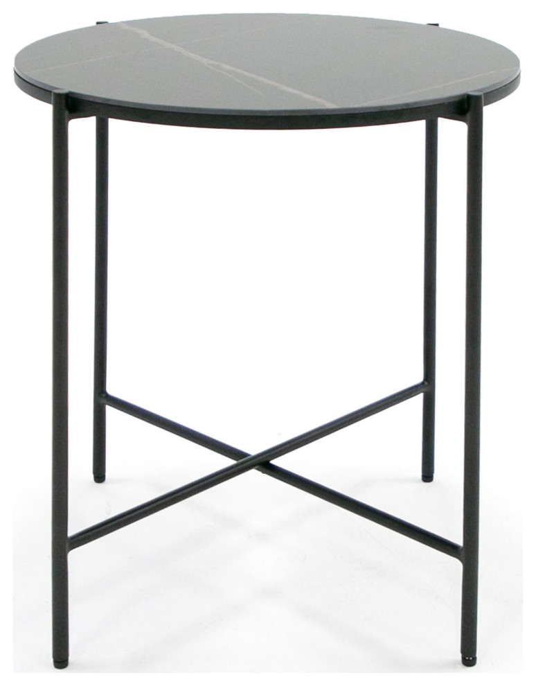 Modrest Hobart Black Ceramic End Table Transitional Side Tables And