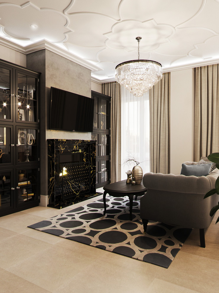 Гостиная-кухня в современной классике