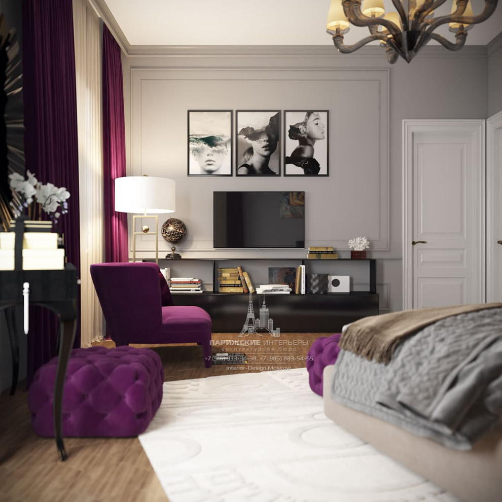 Океанский подарок. Бордовые акценты в московской 3-комнатной квартире