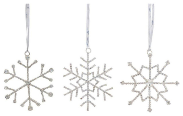 Jewel Snowflake, Set of 12, 3.5"H Iron/Glass