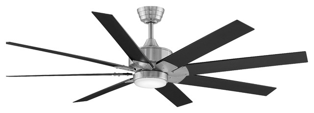 Levon 64 Ceiling Fan Brushed Nickel With Black Blades And Led Light