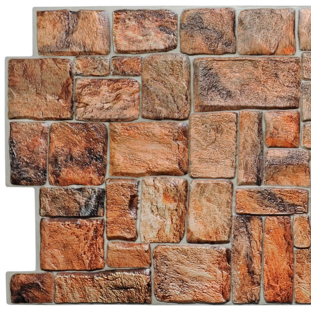 Brown Red Stone 3D Wall Panels, Set of 10, Covers 56.1 Sq Ft