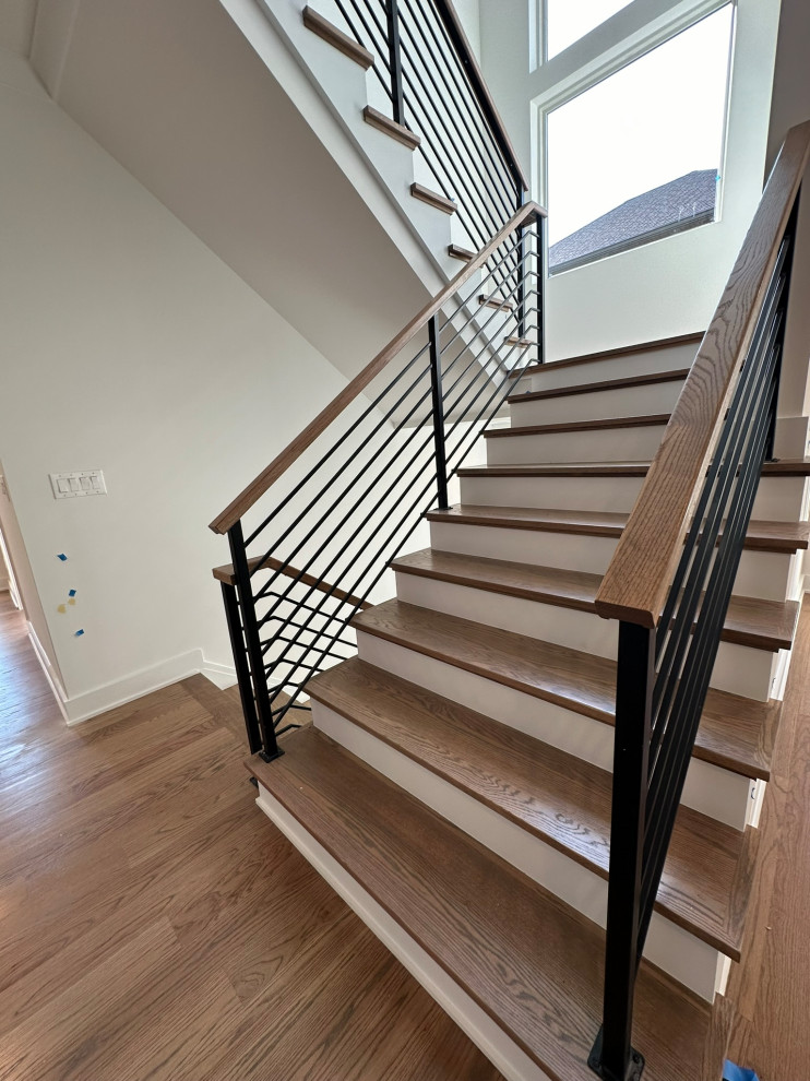 Metal railings with wood top
