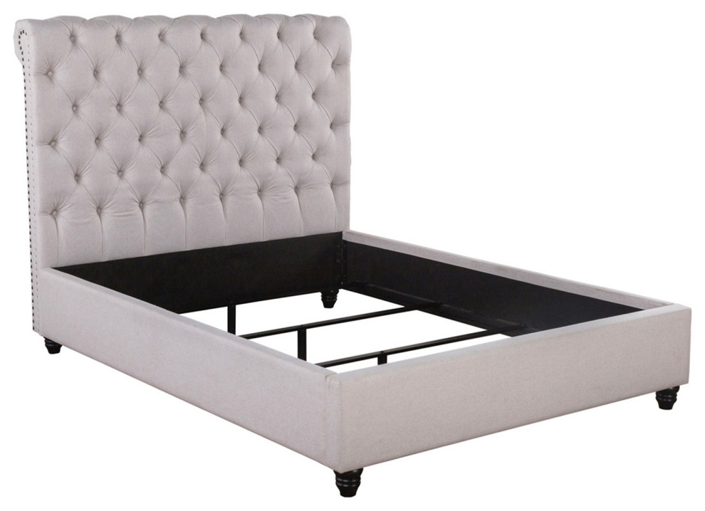 Classic Button Tufted King Bed Traditional Platform Beds by