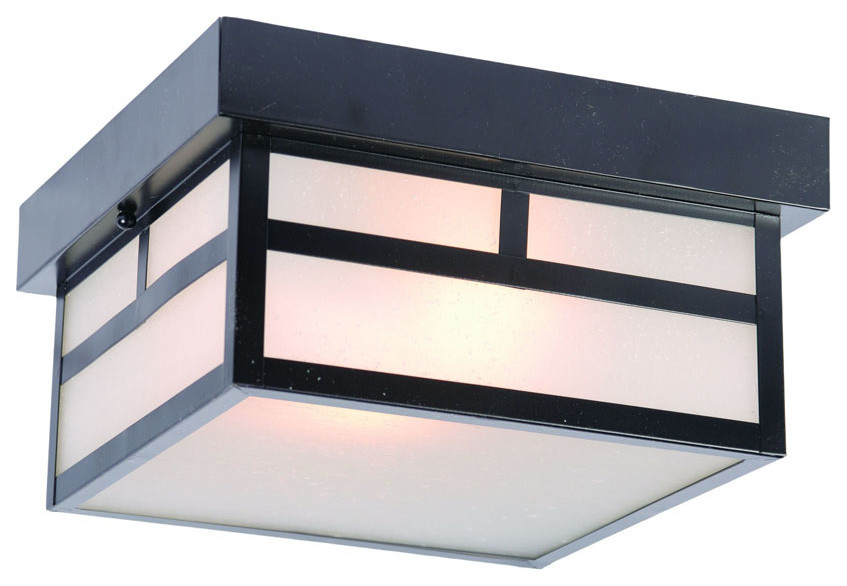 Artisan Collection Ceiling Mount 2 Light Outdoor Matte Black