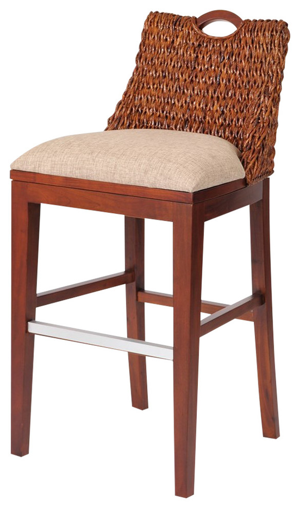 Belize 30" Barstool In Sienna, Light Brown Tropical Bar Stools And