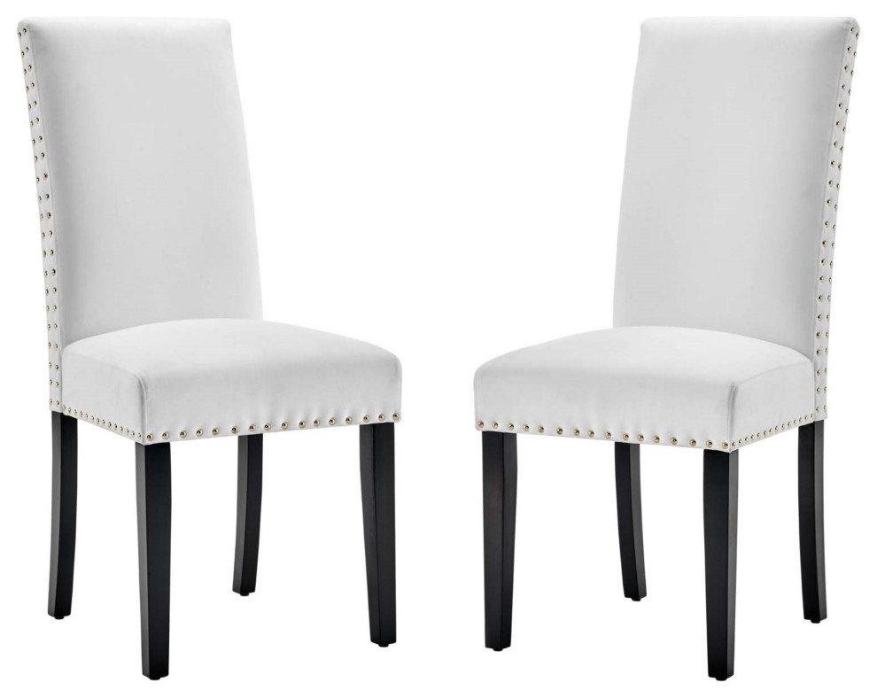 Parcel Performance Velvet Dining Side Chairs, Set of 2 White