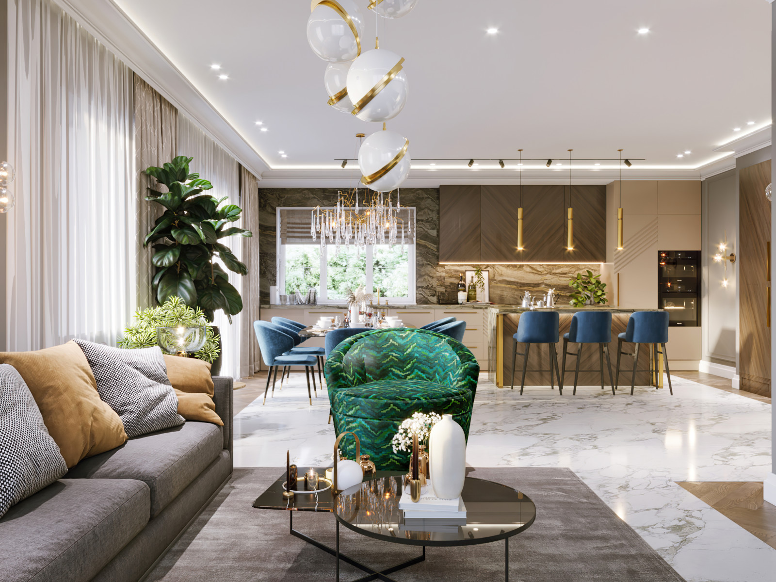 Интерьер загородного дома 280 кв.м КП Вешки