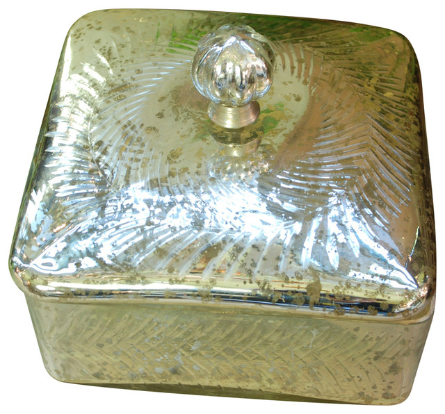 Square Silver Box with Garland - Large