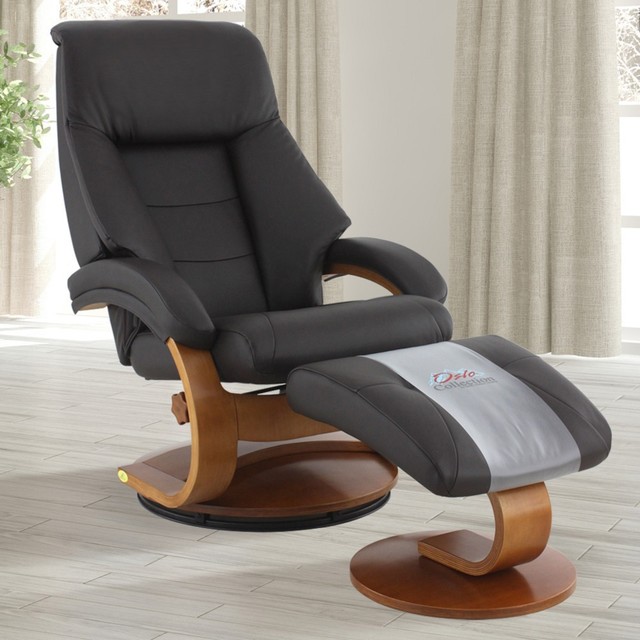 Mac Motion Relax R Relax-R™ Montreal Recliner and Ottoman, Espresso Top Grain Leather ...