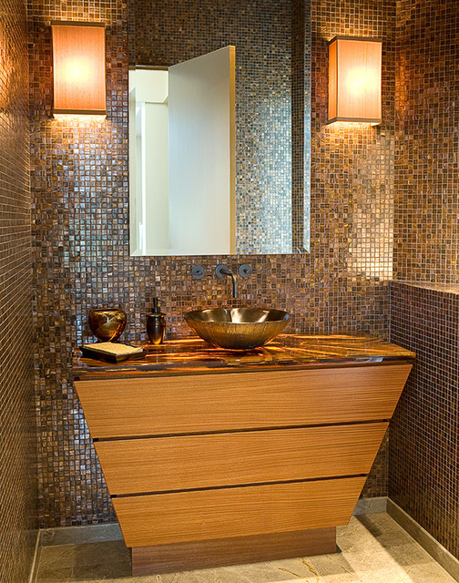 Custom Cabinets With Asian Flair Eclectic Powder Room