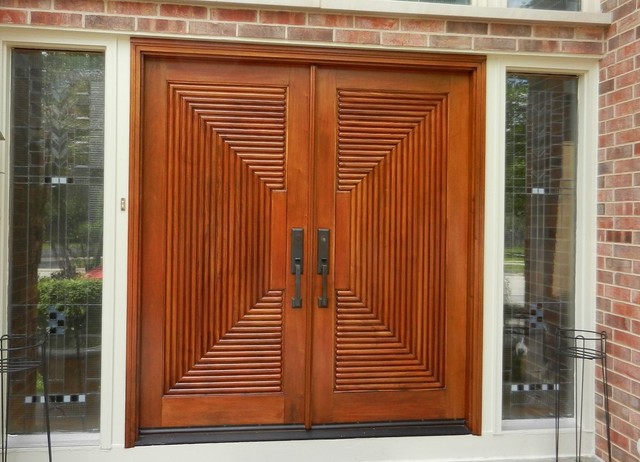 Wood Front Door Refinishing Contemporary Entry Chicago