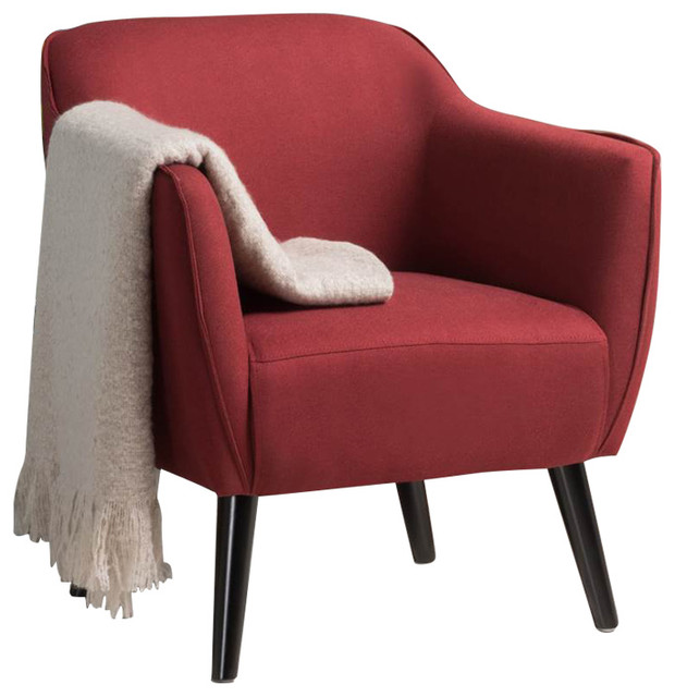 Upholstered Arm Club Chair in Deep Red