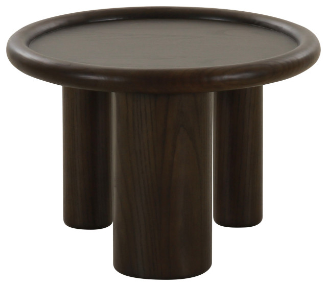 Strauss Contemporary Brown Ash Round End Table