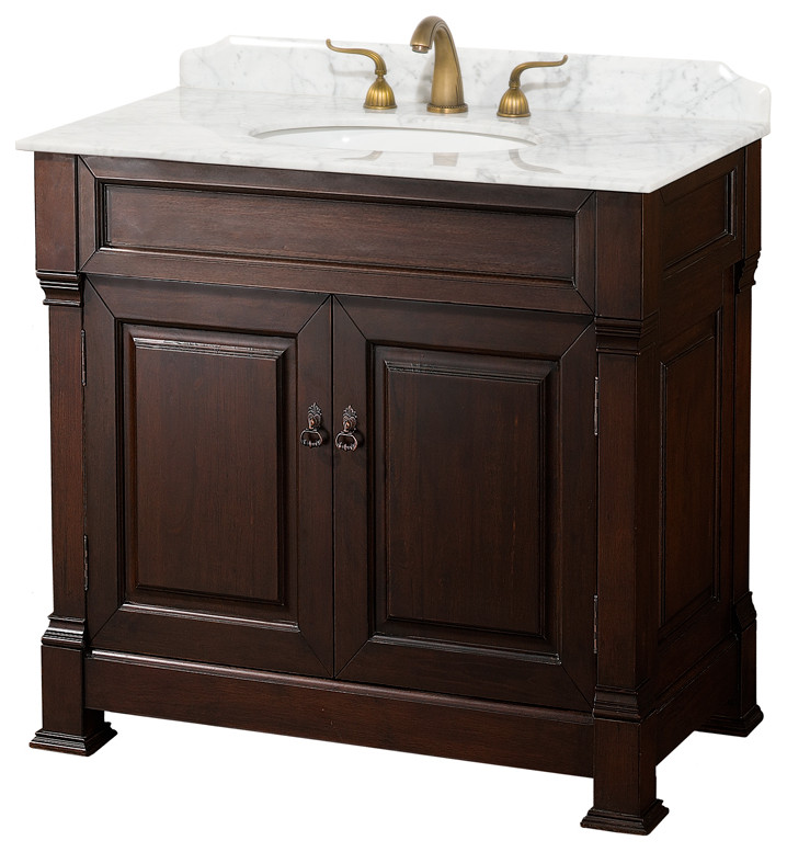 36 Inch Single Bathroom Vanity in Dark Cherry Traditional Bathroom