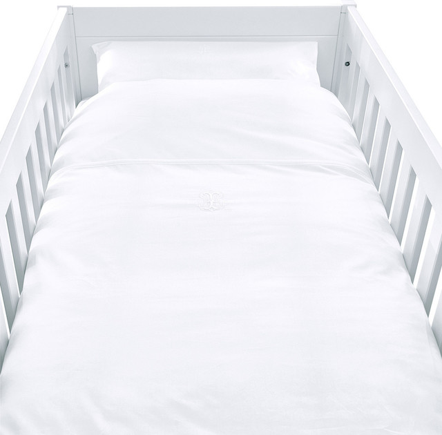 Royal White Cot Bed Duvet Cover Set White Without Waves