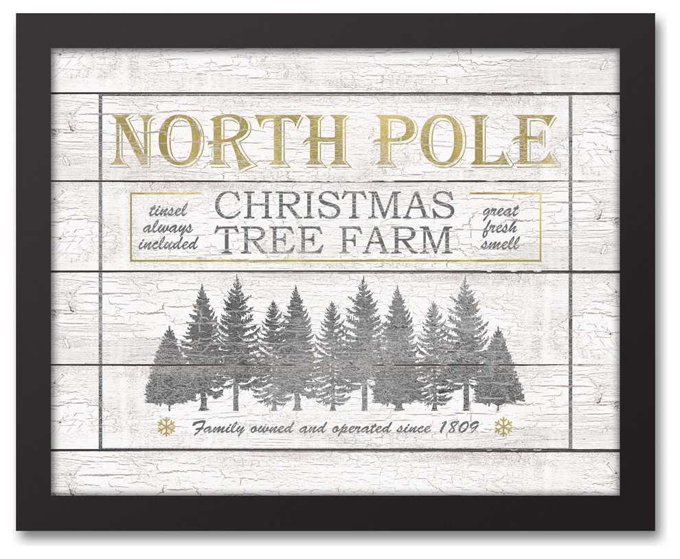 North Pole Christmas Tree Farm Wall Art, 11x14 Contemporary Prints