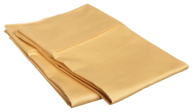 1200 Thread Count Egyptian Cotton King Gold Solid Pillowcase Set