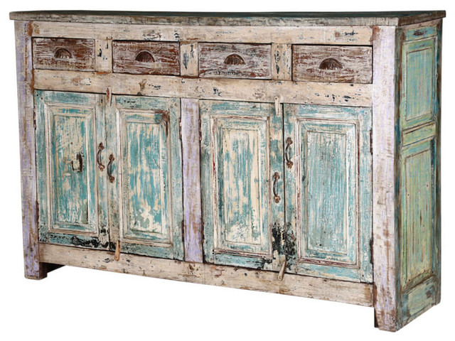 Winchester Distressed Rustic Solid Wood 4 Drawer Large Sideboard -  Farmhouse - Buffets And Sideboards - by Sierra Living Concepts Inc | Houzz