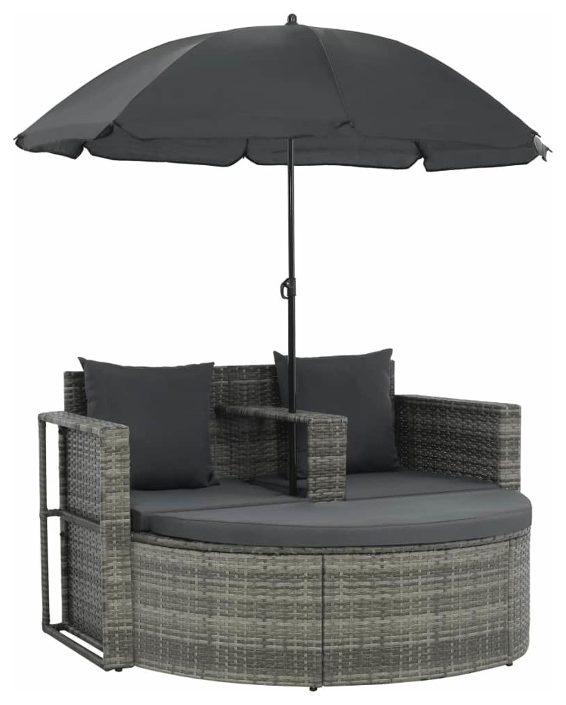 quality outdoor living aspen chat set on Vidaxl Patio Sofa Set W Parasol Poly Rattan Wicker Gray Outdoor Sun Day Bed Tropical Outdoor Lounge Sets By Vida Xl International B V Houzz