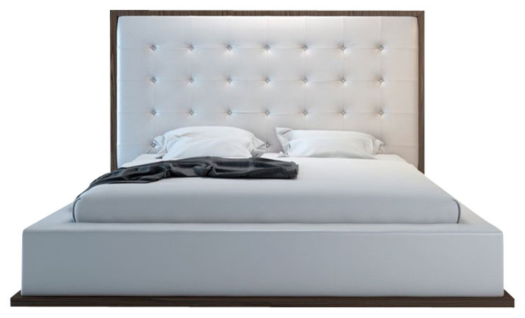 Modloft Ludlow Bed in Wenge and White Leather-Queen