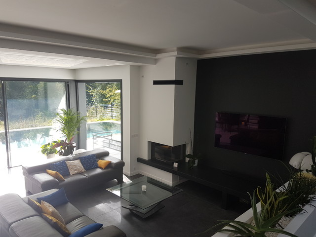 Maison d'architecte en Essonne modern-vardagsrum