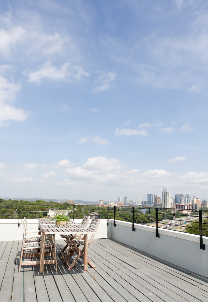 Design ideas for a contemporary rooftop and rooftop deck in Austin with no cover.