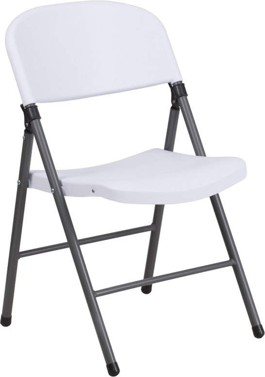 Hercules Series 330 lb. Capacity White Plastic Folding Chair With