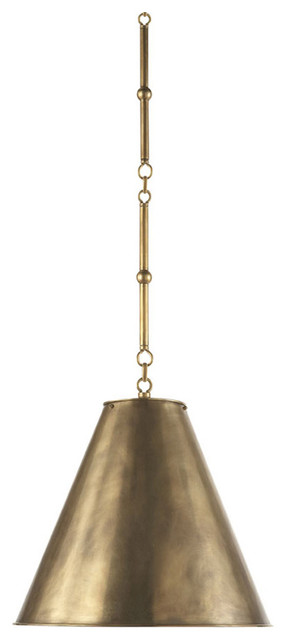 1-Light Hanging Shade, Hand-Rubbed Antique Brass, Antique Brass