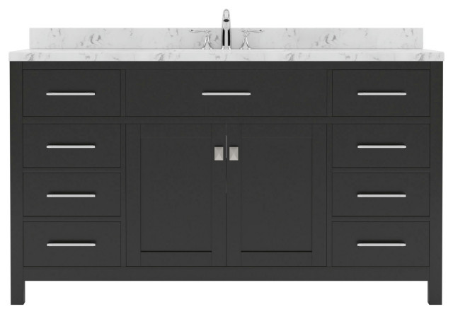 Caroline 60" Bath Vanity in Espresso, Quartz Top, Sink, MS-2060-CMSQ-ES ...