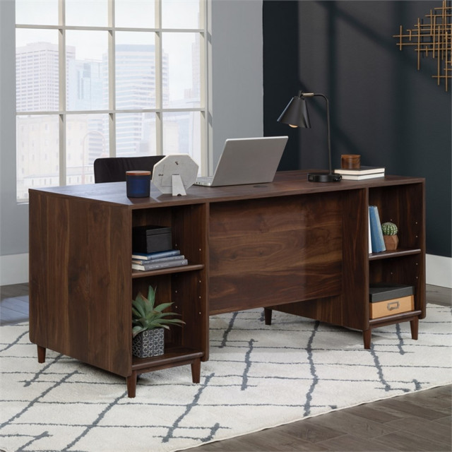 Pemberly Row Place Engineered Wood Executive Desk in Grand Walnut ...