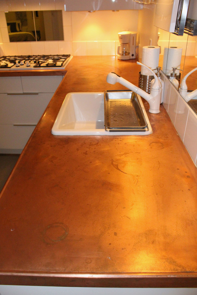 Copper countertops Before and After use