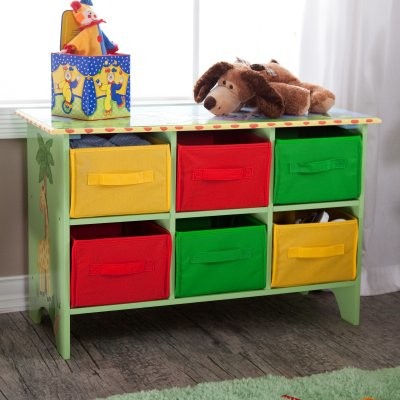 Teamson Design Sunny Safari Storage Cubby Set with Valet Rack and Hangers