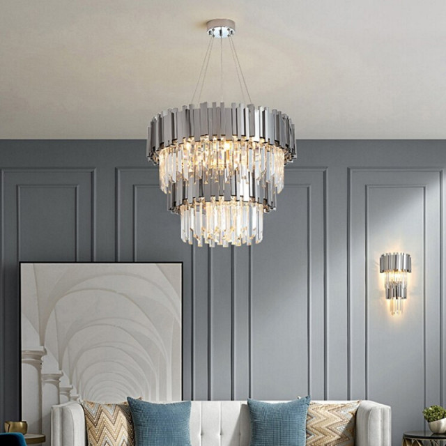Gio Collection Polished Chrome Crystal Chandelier - Contemporary ...