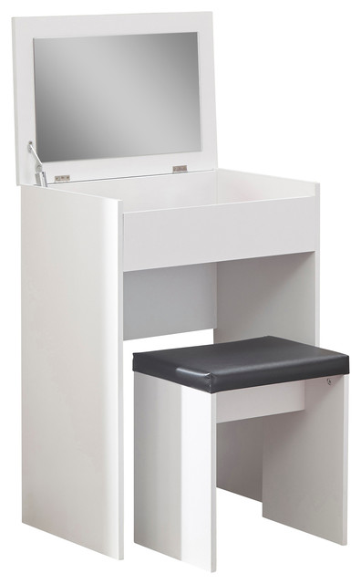 Compact Dressing Table Set, White
