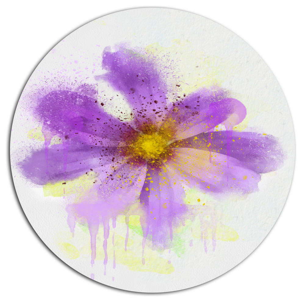 Purple Flower With Petals, Flowers Disc Metal Artwork, 23"