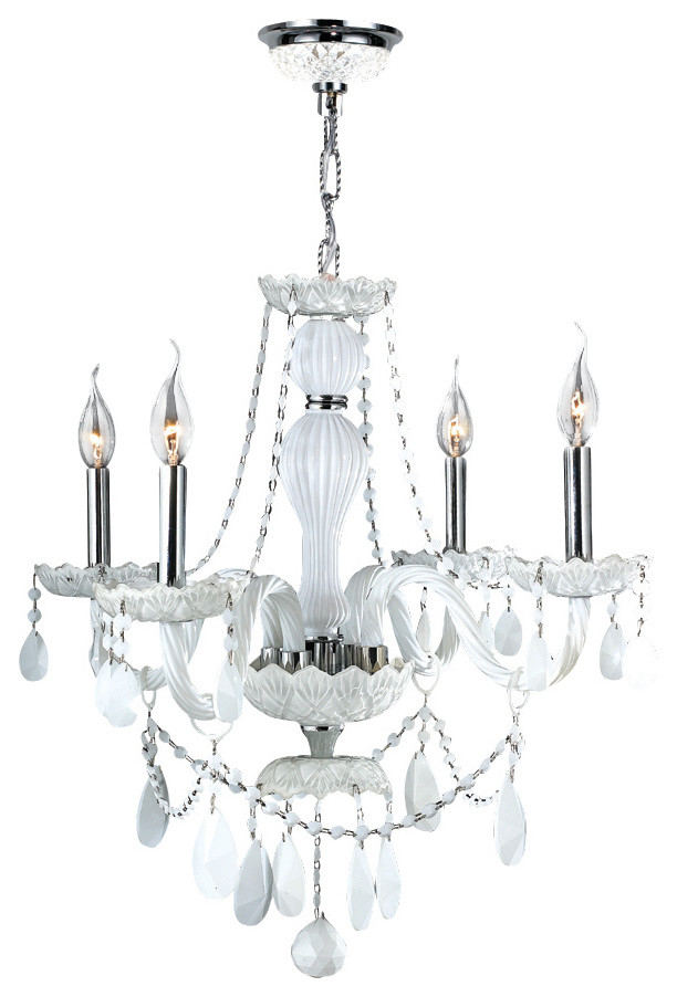 Worldwide Lighting W83095C23-WH Provence 4-Light White Crystal Chandelier