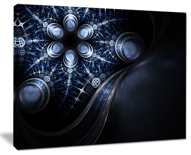 Glittering Curvy Stylish Fractal Flower Large Canvas Print Contemporary Prints And Posters By Design Art Usa