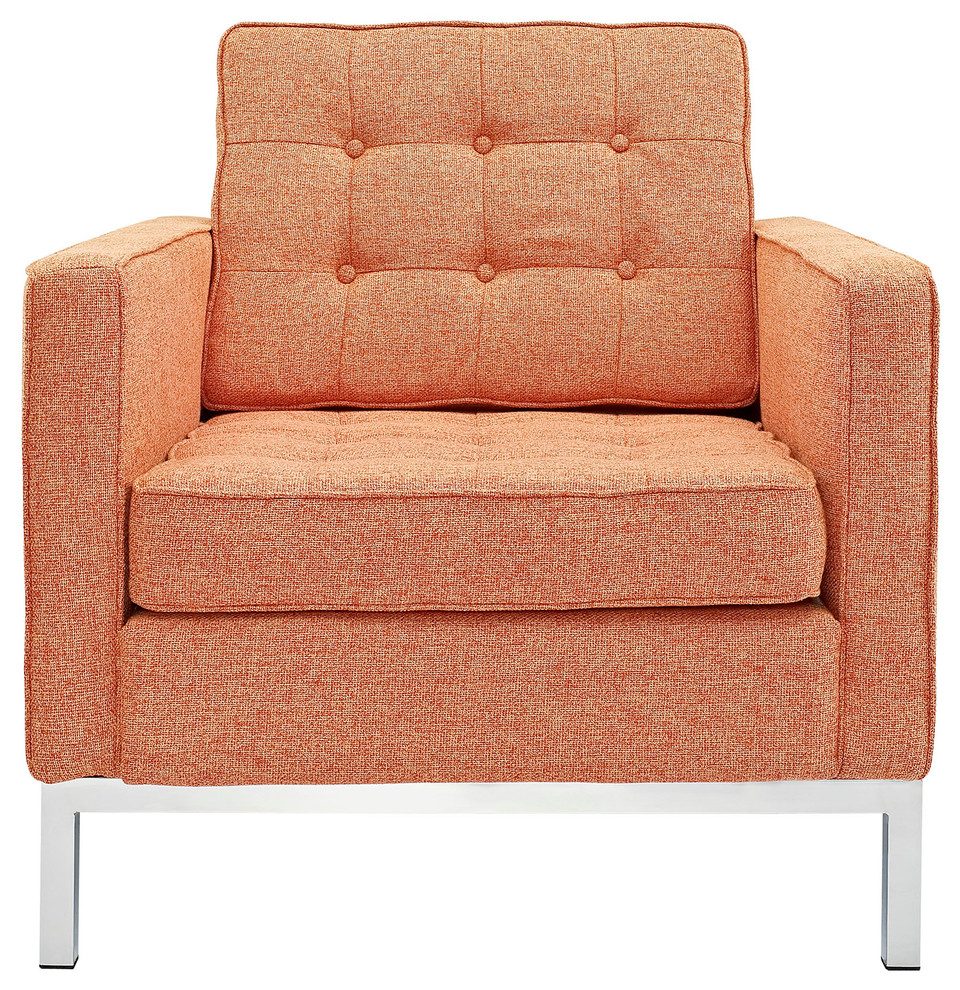 Florence Style Armchair in Orange Tweed