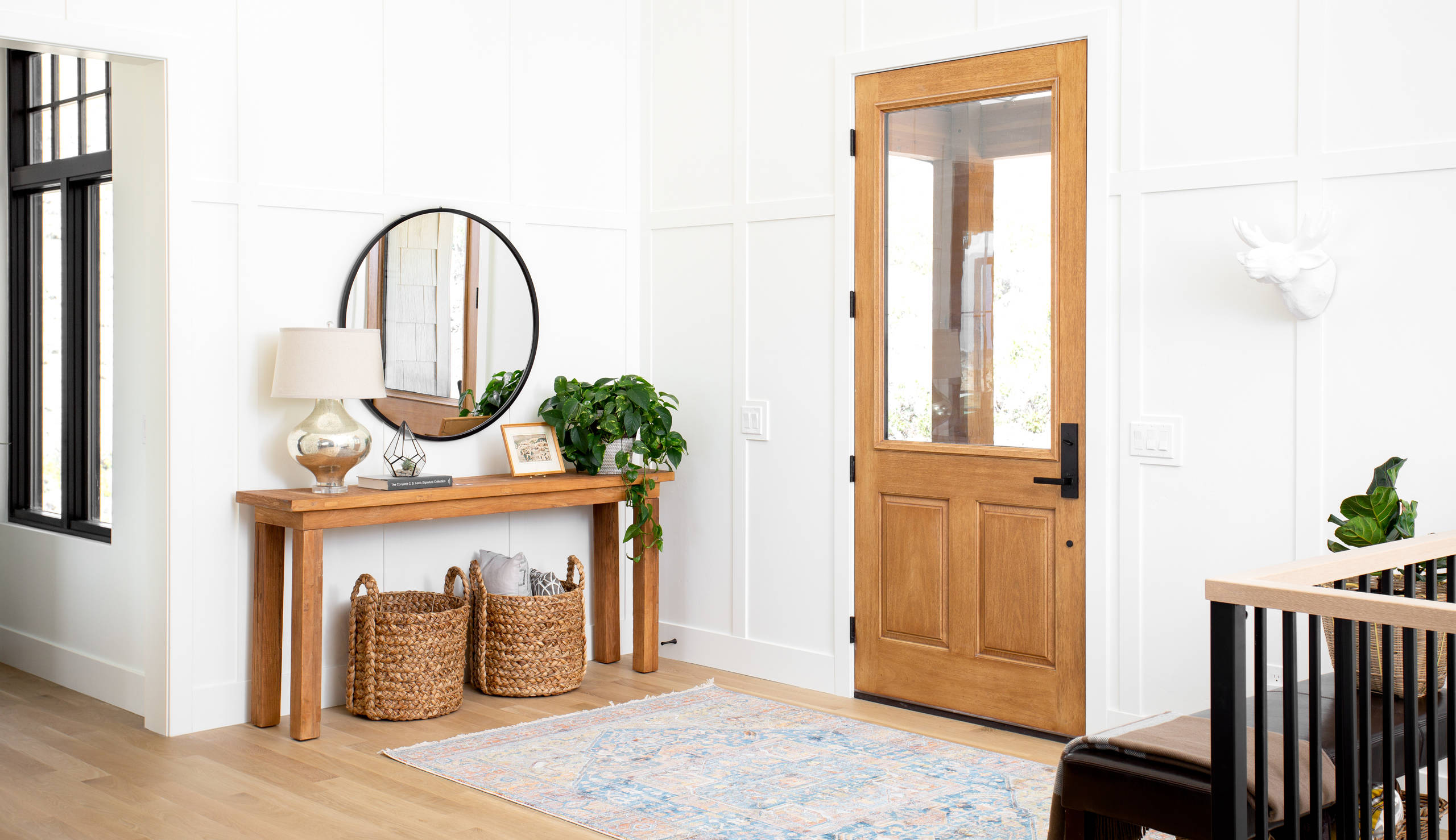 Custom wood doors bright modern entryway photography