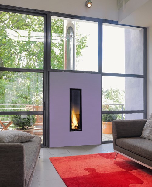 Colorful Vertical Fireplace