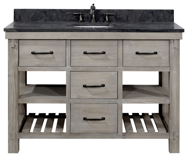 48" Solid Wood Sink Vanity With Carrera White Marble Top And Round Sink