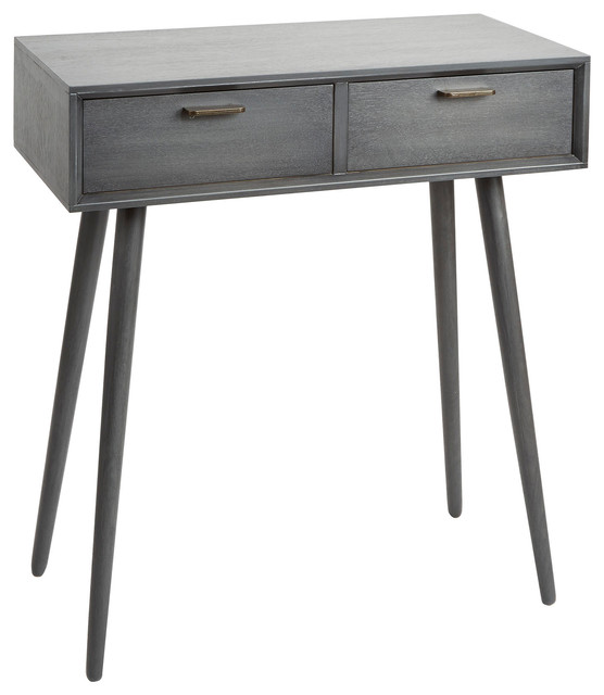 Olsen Mid Century 2 Drawer Console Table Gunmetal