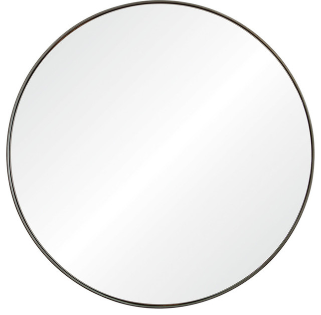 Renwil Inc Lester - 30" Round Mirror, Silver Brush Finish