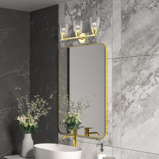 Catania 3-Light Polished Brass Vanity Sconce - Transitional - Bathroom ...