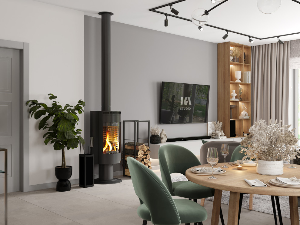 Визуализация кухни-гостиной в современном стиле