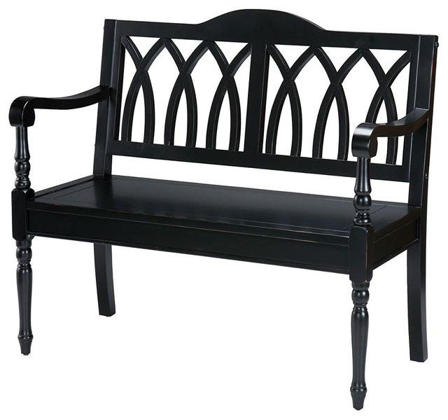 Indoor Accent Bench In Antique Black Wood Finish Traditional Indoor Accent Bench In Antique Black Wood Finish Traditional And Storage Benches By Hilton Furnitures