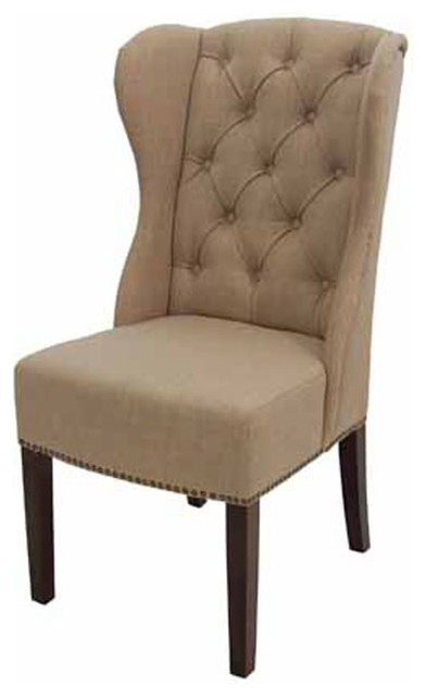 High Back Wing Tufted Dining Armchair Fabric Transitional Dining Chairs By Artefac