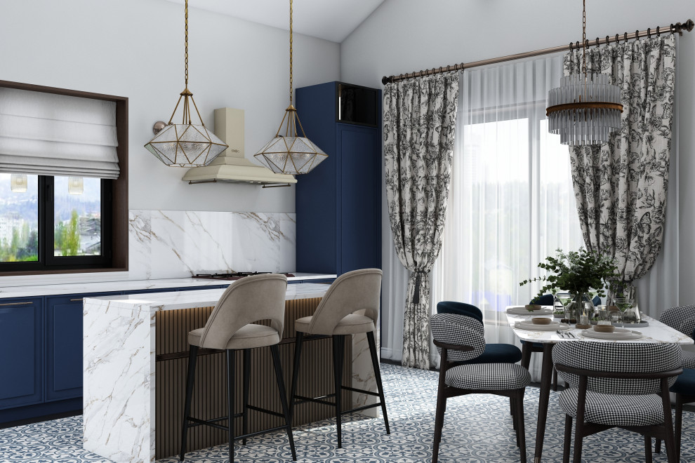 Кухня-гостиная в коттедже 1